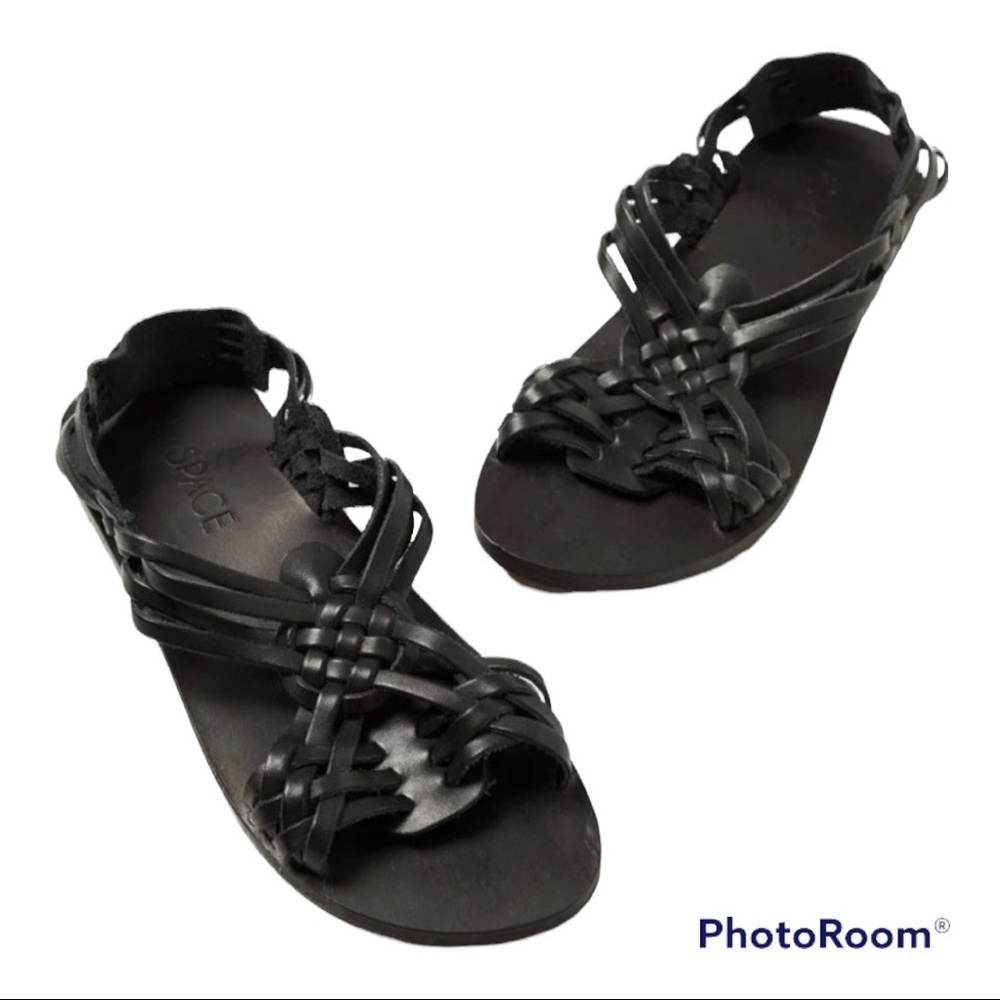 L*Space Black Leather Cabo Sandals